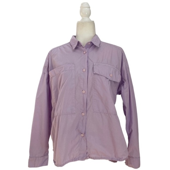 Chloe’ Stora Paris Poplin Cotton Lilac Button Front Blouse Long Sleeve - Picture 1 of 9